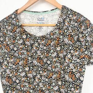 Croft & Barrow Autumn Florals 100% Cotton Classic Tee Size M